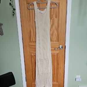 Francesca's Cream Crochet Boho Maxi Dress